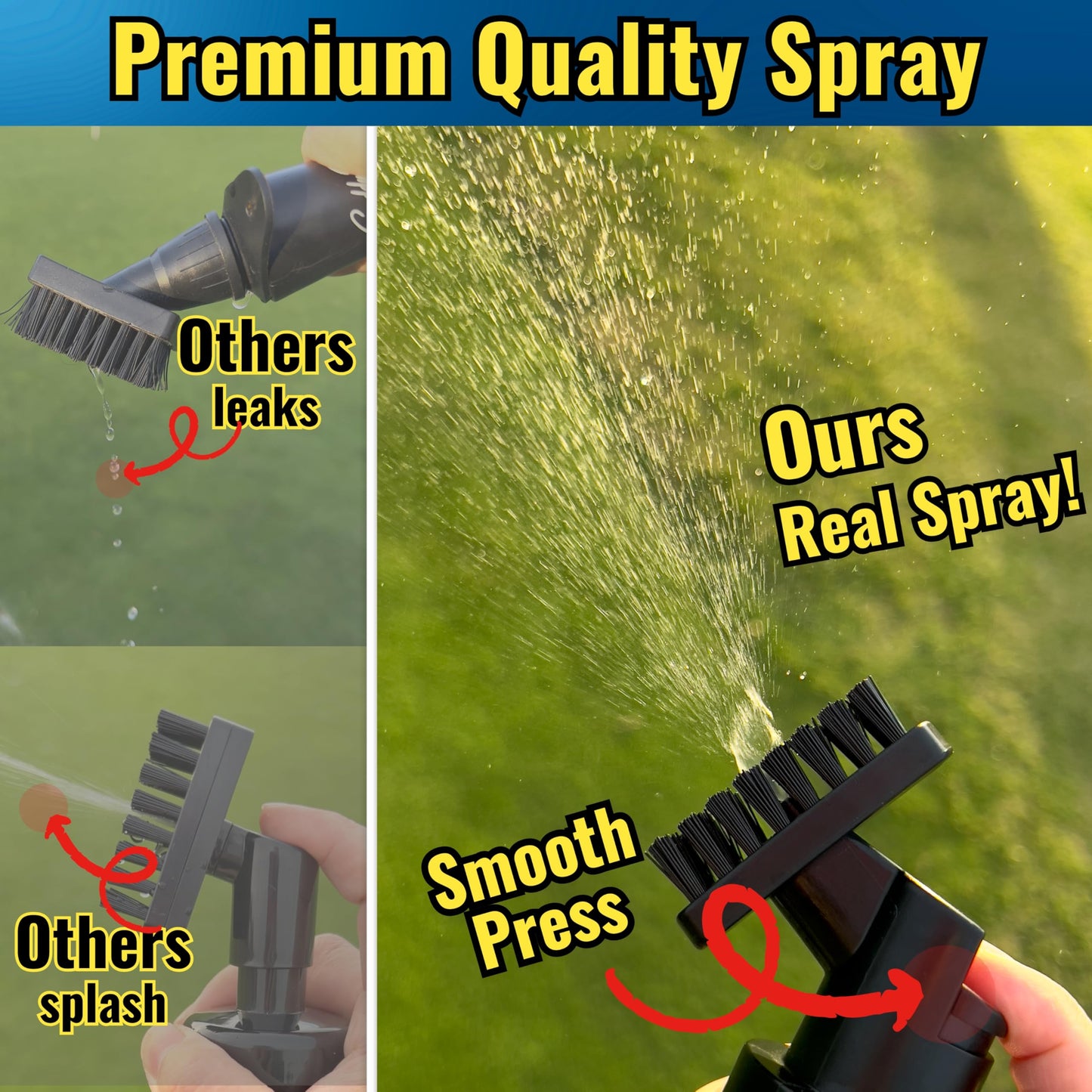 2025 Steel Wire Retractable Clip, Golf Brush, Golf Accessories, Golf Club Cleaner, Golf Water Brush, 5oz, Perfect Golf Gift for Men & Women, Golf Club Spray Brush, Golf Item, USA company (Black)