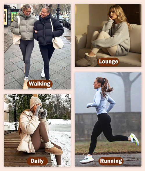 NEW YOUNG Thick Fleece Lined Leggings Women-High Waisted Winter Thermal Warm Yoga Pants Tummy Control
