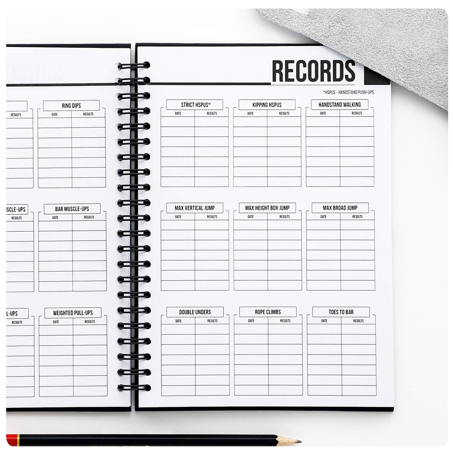 WODBOOK Cross Training Workout Journal - Hard Cover Exercise Planner - Cross Training Tracking Diary - WOD Logbook - 140 Pages (Track 200 WODs + 130 Benchmarks + Personal Records)