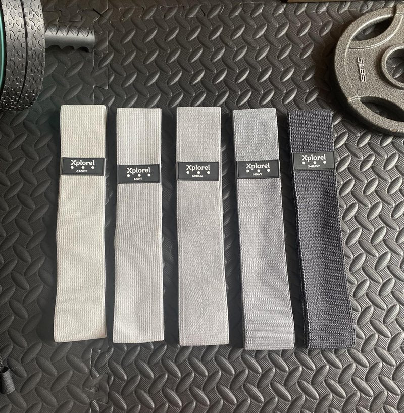 Xplorel Resistance Bands w/Carrying Bag, Workout Book & Fitness Planner for Working Out-Heavy Duty Strength Training Bands Set w/ 5 Resistance Levels-Stretch Bands for Physical Therapy (Gray)