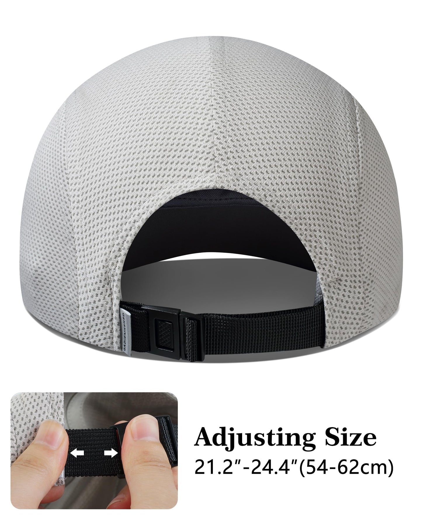 GADIEMKENSD Cooling Men’s Running Hat Performance Mesh Hat with Reflective, Ventilation, Lightweight, Cools Up to 2 Hours, Mens Breathable Quick Dry Ball Cap for Workout Gym Golf Sports Light Grey