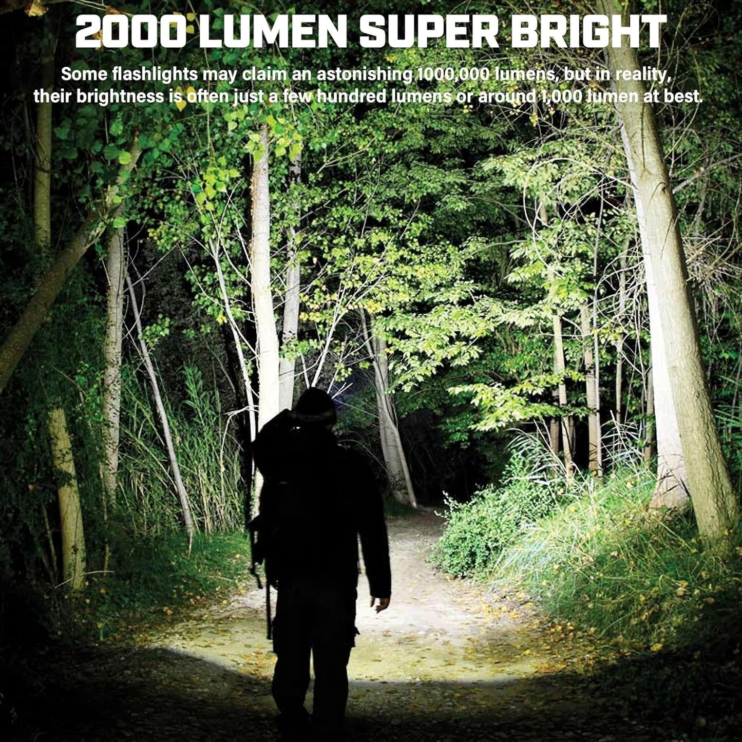 Skiennix Rechargeable Flashlight - 2000 Lumen Super Bright LED | 5 Modes for Camping & Emergency Use