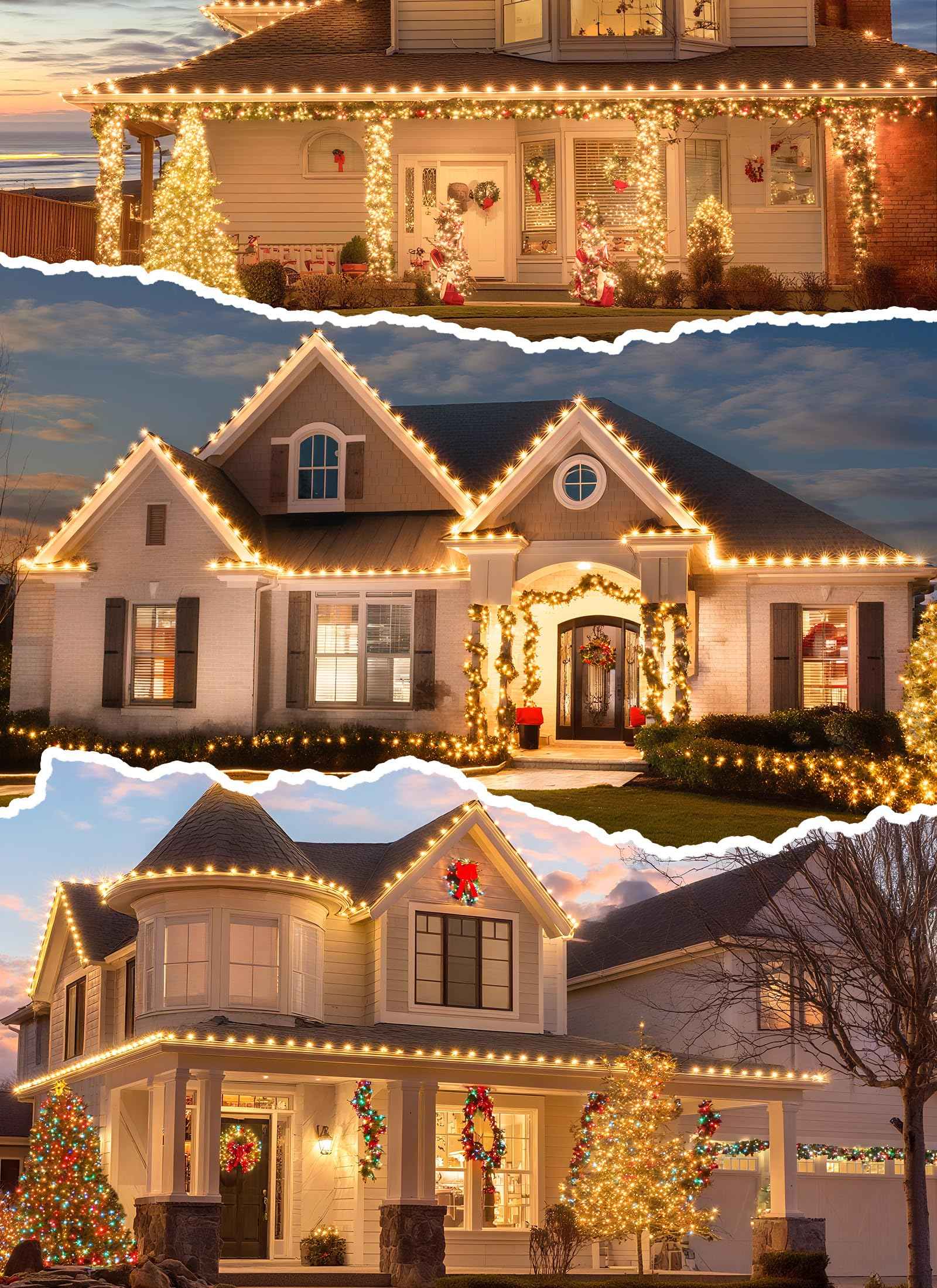 Brightown All in One Christmas Light Clips, Universal Gutter Hooks and Shingle Clip for C7, C9 and Mini Lights, 400 Pack