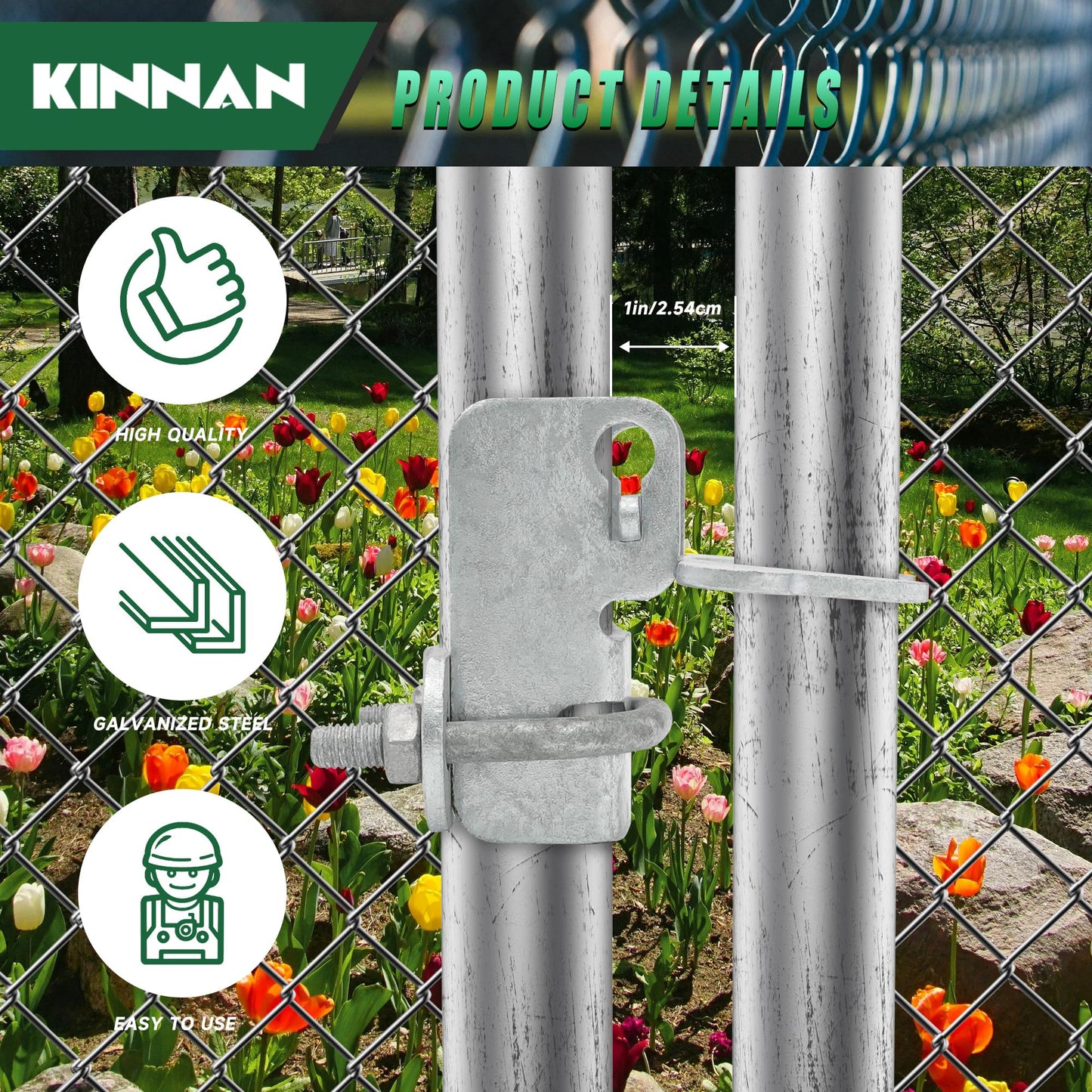 1-3/8" Kennel Gate Latch,KINNAN Butterfly Gate latches,Chain Link Fence Gate Latch Lock for Dog Kennels with Padlock Hole,Kennel Panels from 1-3/8'' to 1-3/8" Kennel Gate Frame 1 PCS