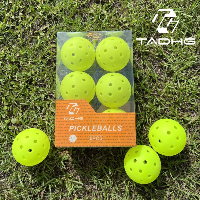 TADHG Pickleball 6-Pack Seamless PE Balls with Textured Surface Durable Game Balls for Consistent Bounce and Control for Indoor, Outdoor Use (Yellow, 6 Count)