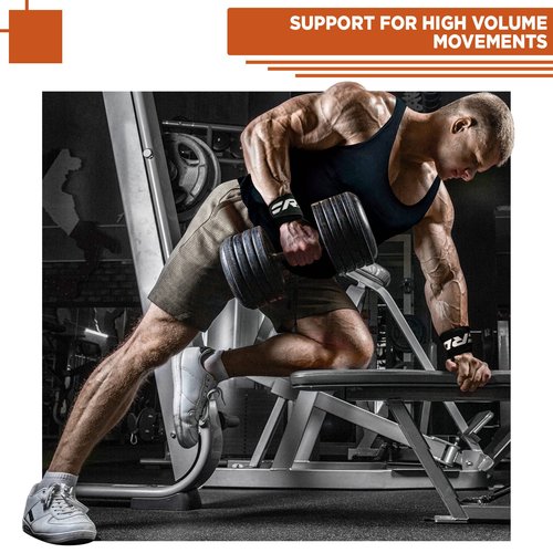 RDX Weight Lifting Wrist Wraps with Gym Straps, Elasticated 18” Cotton Wrap, 60CM Anti Slip Workout Strap Support, Bodybuilding Deadlifting Powerlifting Fitness Gymnastics Strength Training, Men Women