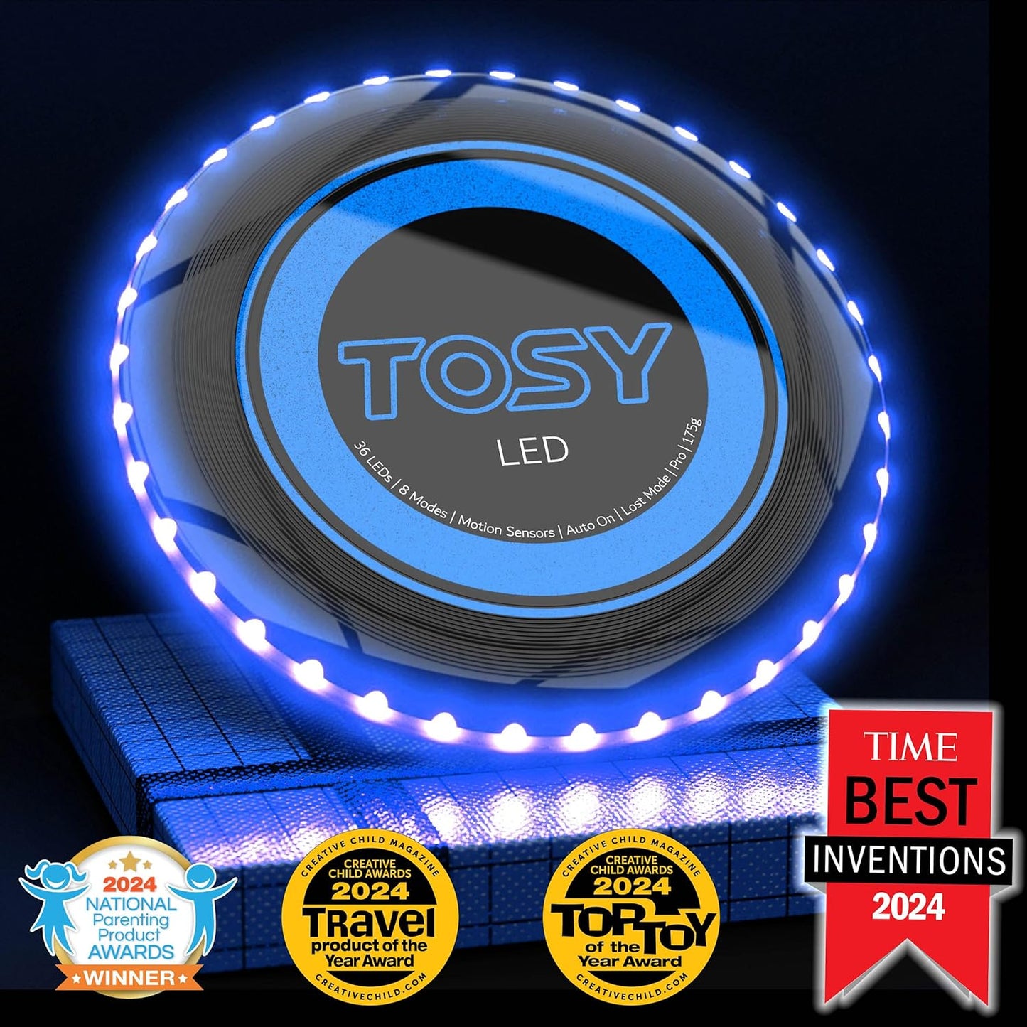 TOSY Flying Disc - Super Bright RGB LED Lights | Rechargeable & Waterproof | Perfect for Kids & Teens