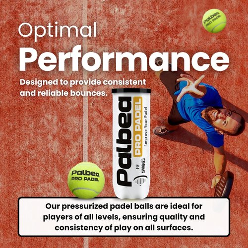 Palbea PRO Padel Balls. 6 Tubes of 3 Padel Tennis Balls FIP Approved. Paddle Balls Made of HV Felt for Training and Tournament. Suitable for Any Surface or Sites.