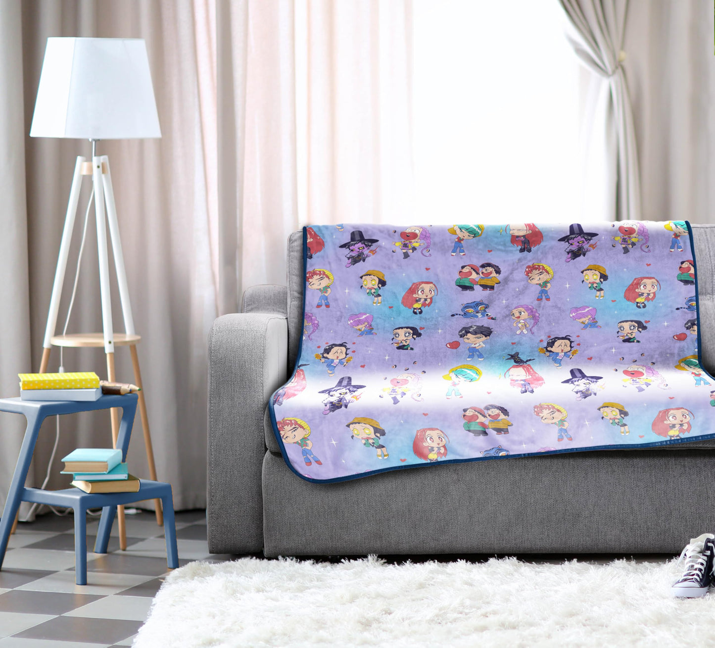 Jay Franco Kpop Demon Hunters Kids Throw Blanket - Huntrix & Saja Boys