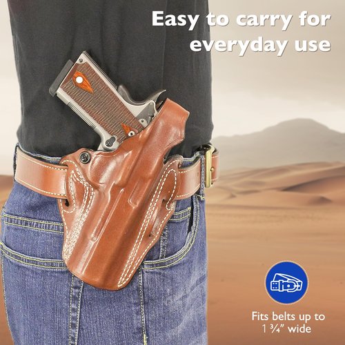 DeSantis Thumb Break Scabbard OWB Holster - Belt Slide Leather Gun Holster, Exact Molding, Fits Glock 19, Glock 19 Gen 5, Glock 19X, Glock 23, Glock 32, Glock 36, Glock 45 - Right Hand Draw, Black