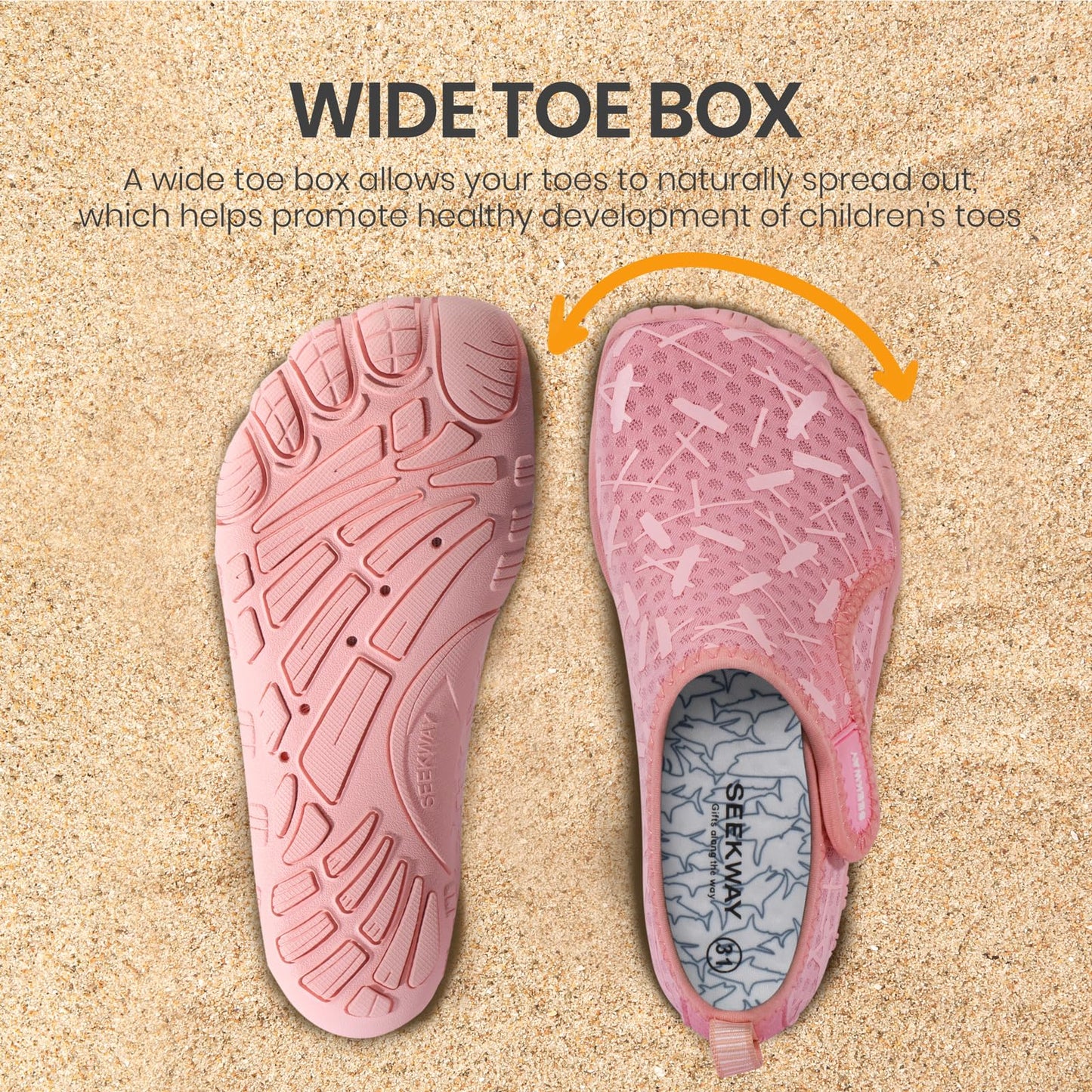 SEEKWAY Barefoot Water Shoes for Kids - Wide Toe Box and Quick-Dry Sand Shoes Toddler for Hiking Swim Beach Pool Kayak Sport Accessories, Camping Essentials Non-Slip for Boys Girls Sizes