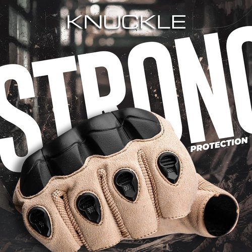 J.A.G. Fingerless Tactical Gloves - Hard Knuckle Protection for Cycling, Airsoft & Outdoor Work