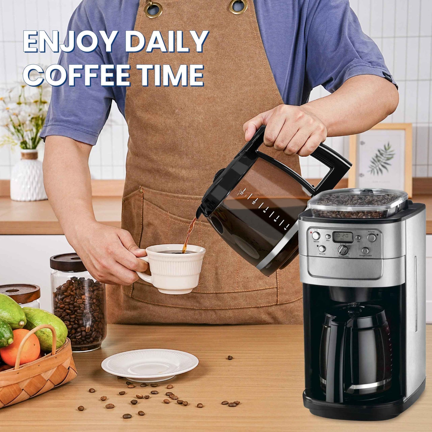 12-Cup Glass Carafe Replacement Compatible With Cuisinart Coffee Maker Models CHW-12, CHW-12P1, DCC-1100BK, DCC-1200, DCC-2650, DGB-550BK, DGB-550BK1, DGB-625BC, DGB-700BC, and SS-12 DCC-1200PRC.