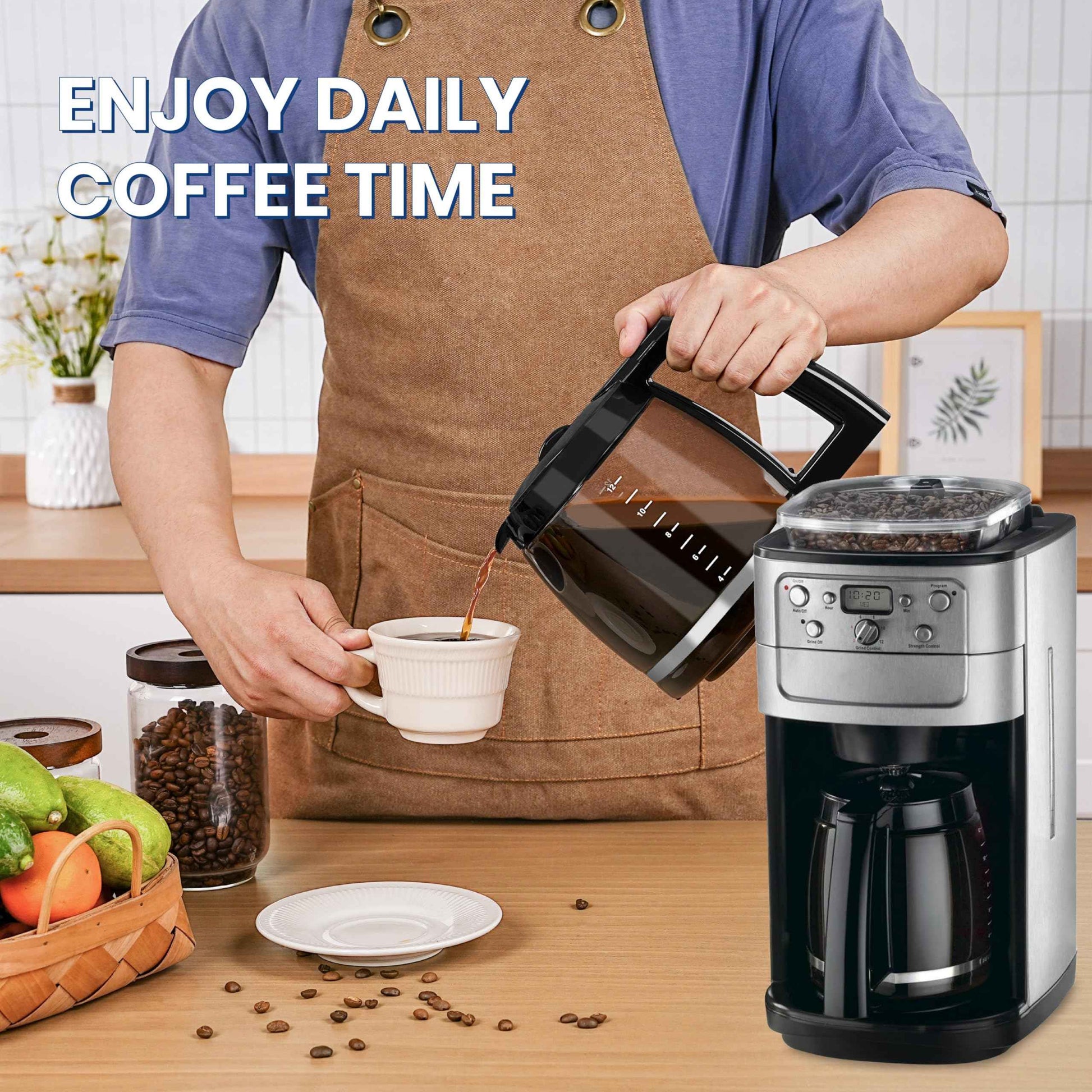 12-Cup Glass Carafe Replacement Compatible With Cuisinart Coffee Maker Models CHW-12, CHW-12P1, DCC-1100BK, DCC-1200, DCC-2650, DGB-550BK, DGB-550BK1, DGB-625BC, DGB-700BC, and SS-12 DCC-1200PRC.