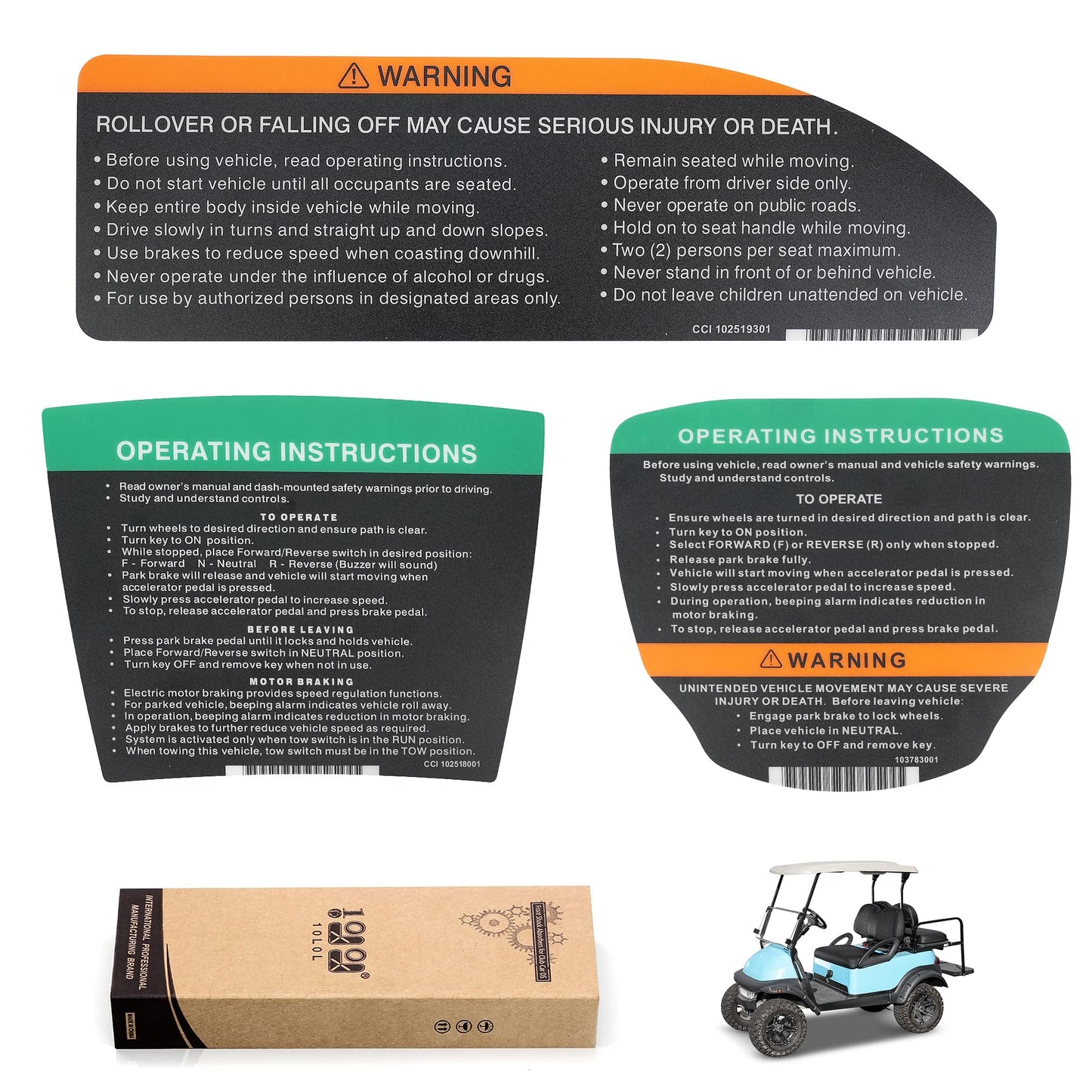 10L0L Golf Cart Steering Wheel Stickers & Dashboard Sticker Kit for Club Car Precedent Electric (2004-2011 & 2012-up) OEM 102518001/101621601 / 103783001/101960601