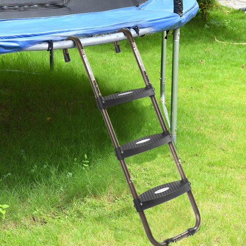 HBTower Trampoline Ladder - 3-Step Skid-Proof Design with Universal Hook | UV Treated Steel, 220Lbs Capacity
