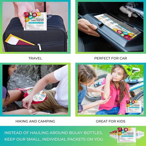 First Aid Kit by Portable Travel - 10 Pack | Essential for Home, Office, Car & Outdoor Adventures | Individually Wrapped Supplies