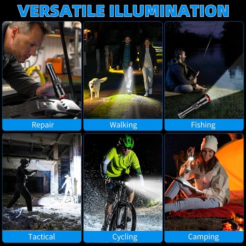 Hriovs Rechargeable LED Flashlight 99000 High Lumens, Powerful Tactical Flashlights with 6 Modes, IPX7 Waterproof, Zoomable, Super Bright for Home Outdoor Emergency Camping