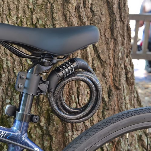 Lumintrail Combination Bike Lock Cable for Bike Accessories - 4ft Bike Locks Heavy Duty Anti Theft with Combinations - Bike Cable Lock Combination with Mounting Bracket (1 Pack, Matte Black)
