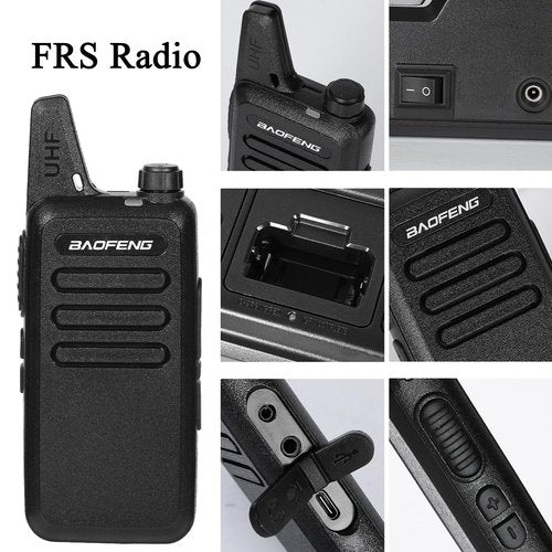 BAOFENG T20 Mini Walkie Talkies with Earpiece, FRS 2 Way Radios with 6 Way Multi Charger Base, USB-C, 22CH, License-Free for School Warehouse Camping(6 Pack)