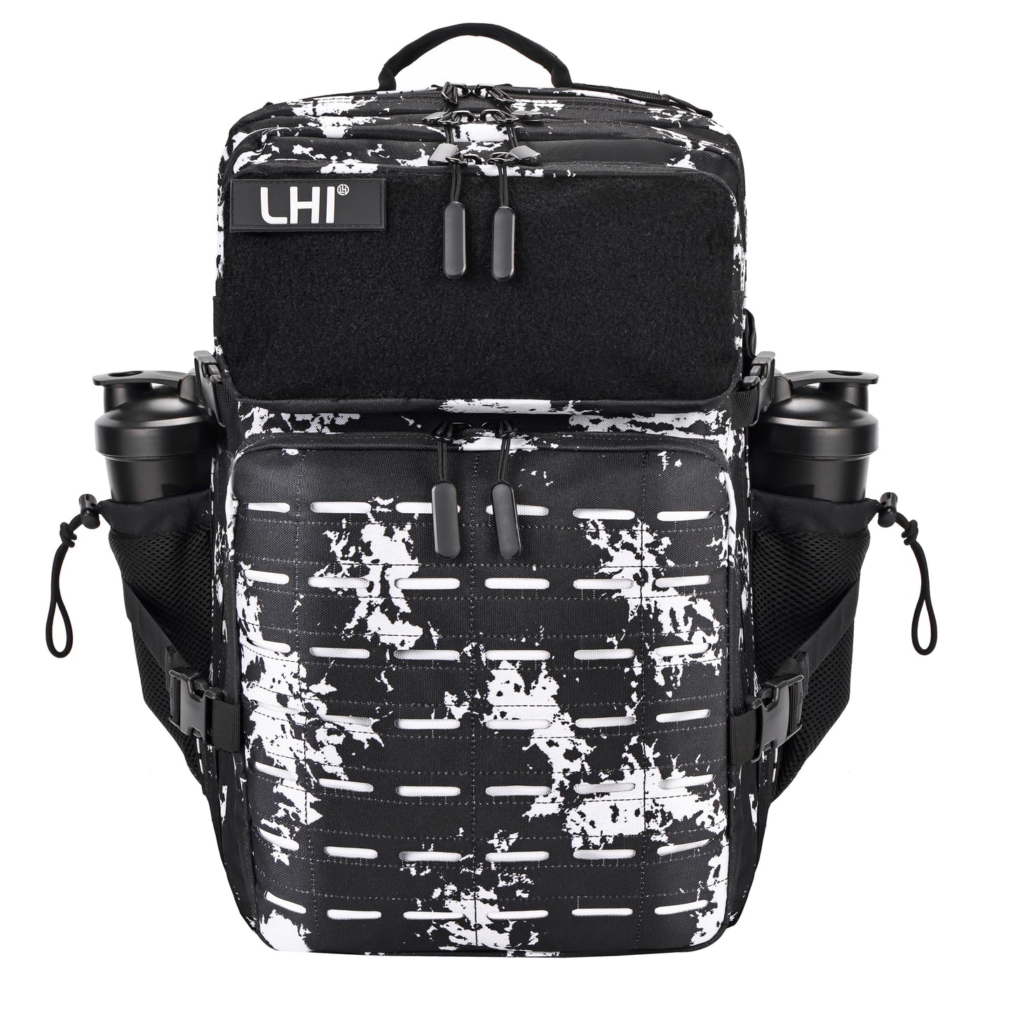 LHI Tactical Military Backpack for Men and Women 45L Large Molle Army Assault Pack 3 Day Travel Backpacks - Black lightning