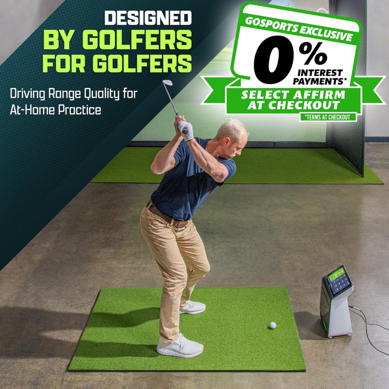 GoSports Golf Hitting Mat - Elite 5 x 3 ft - 5 mm Artificial Turf Training Mat for Indoor/Outdoor Swing Practice, Includes 3 Rubber Tees