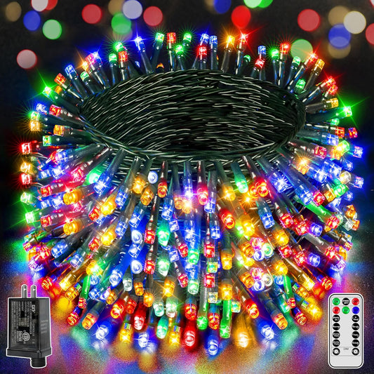 1000 LED Christmas String Lights - Waterproof Outdoor Fairy Lights with Remote & Timer, 8 Dimmable Modes for Holiday Decor (Multicolor)