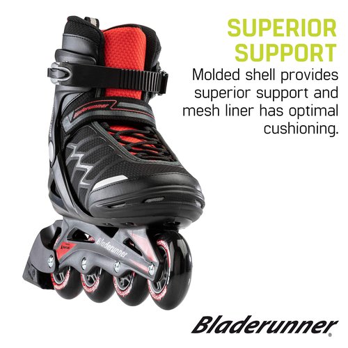 Bladerunner by Rollerblade Advantage Pro XT Men's Adult Fitness Inline Skate, Black and Red, Inline Skates ,10