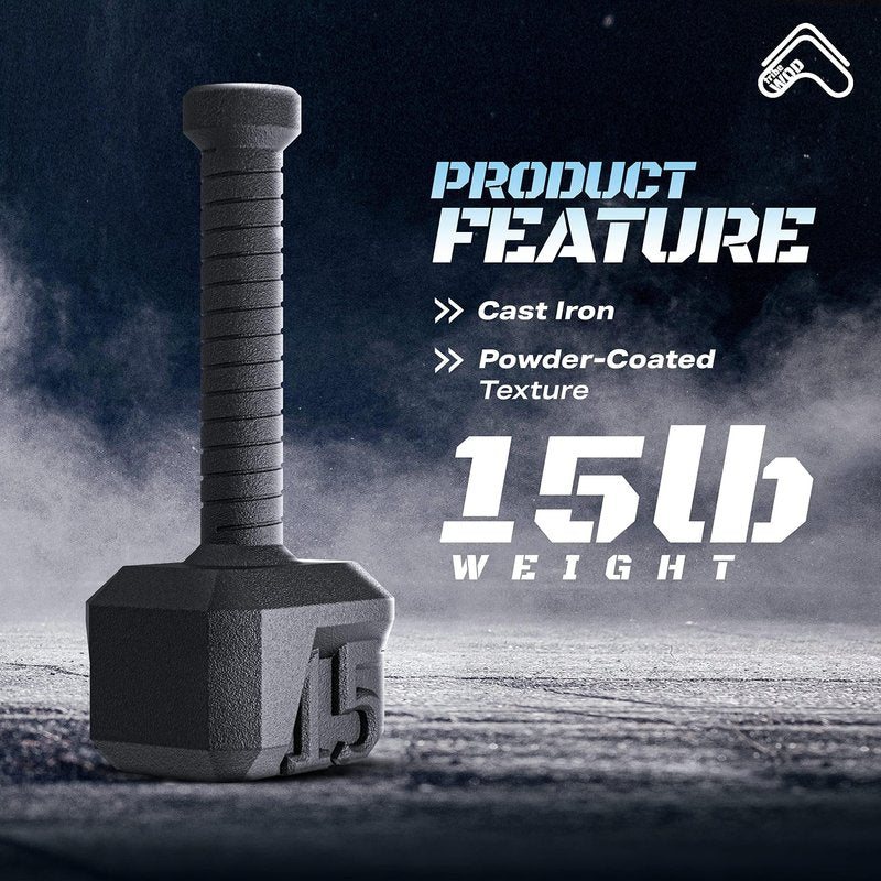 Tribe WOD Workout Hammer Kettlebell 15-70lb Adjustable - Cast Iron Strength Training Kettlebells for Muscle Building, Cardio Fitness, Hammer Strength Gym Equipment for Men and Women - Powder-Coated