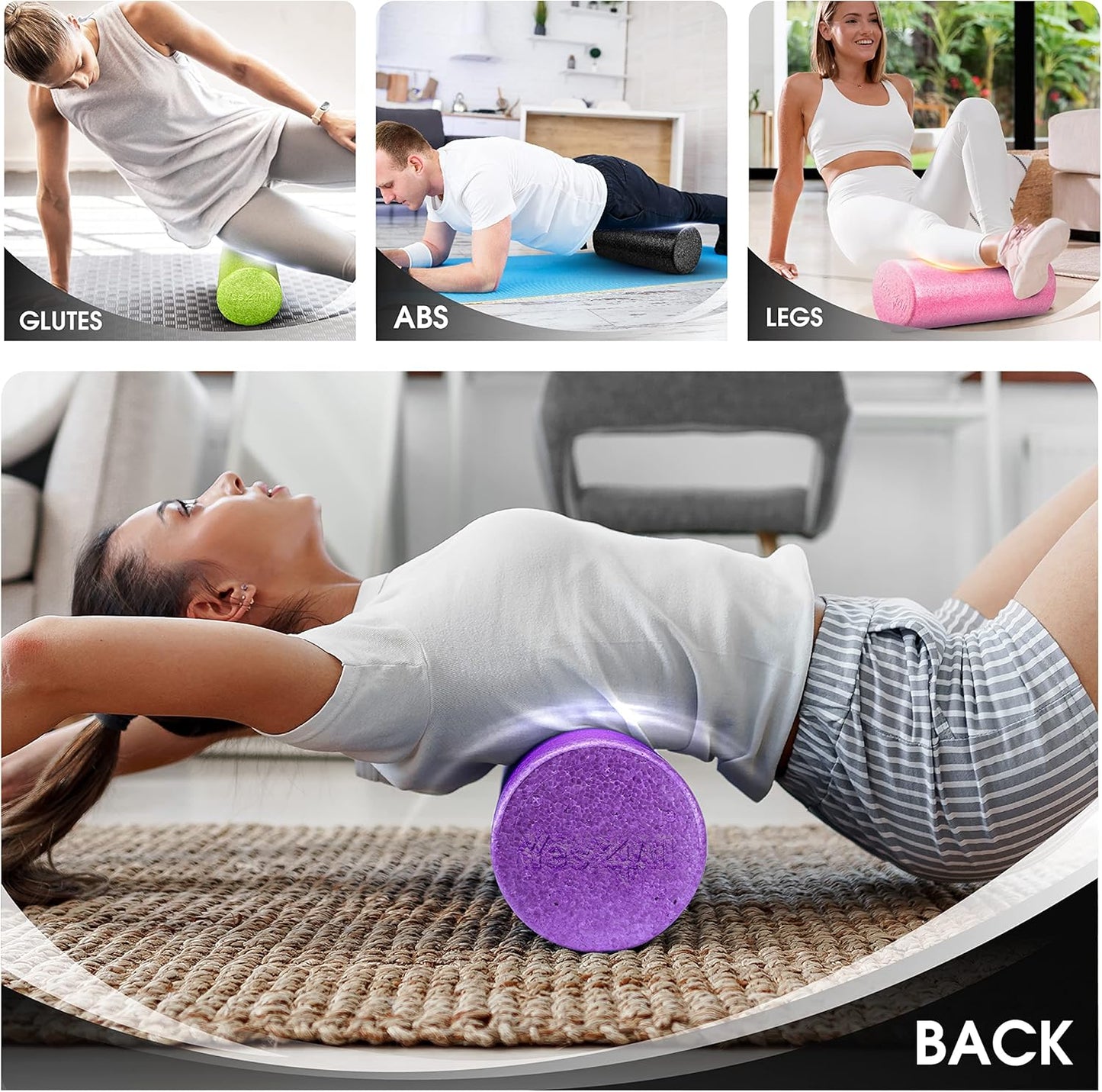 Yes4All High-Density Foam Roller - Versatile Back Roller for Yoga, Pilates & Stretching | 12-36 Inch Options