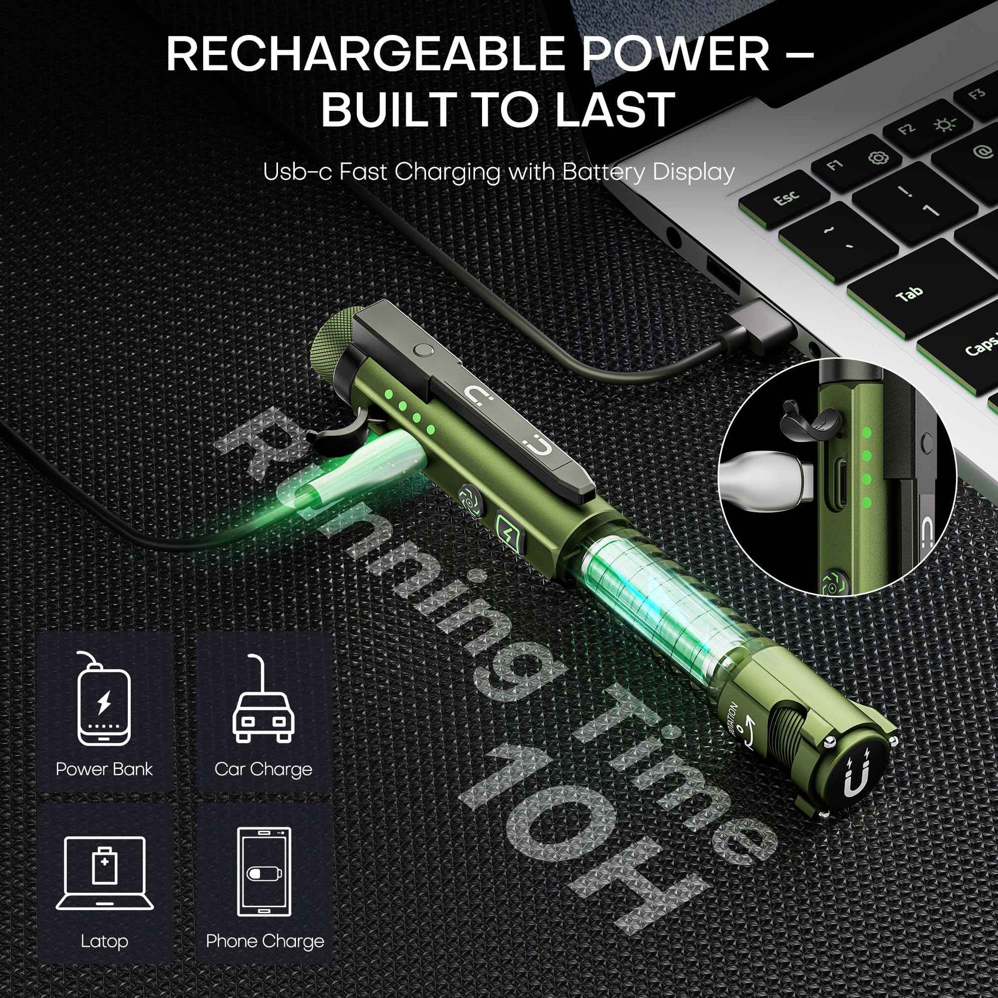 EDC Pen Flashlight Rechargeable,800 Lumen Small Flashlights with Magnetic Clip & Base, 11 Modes LED Pocket Flashlight,Glass Breaker&Bottle Opener, USB-C Flash light for Working,Home and Emergency