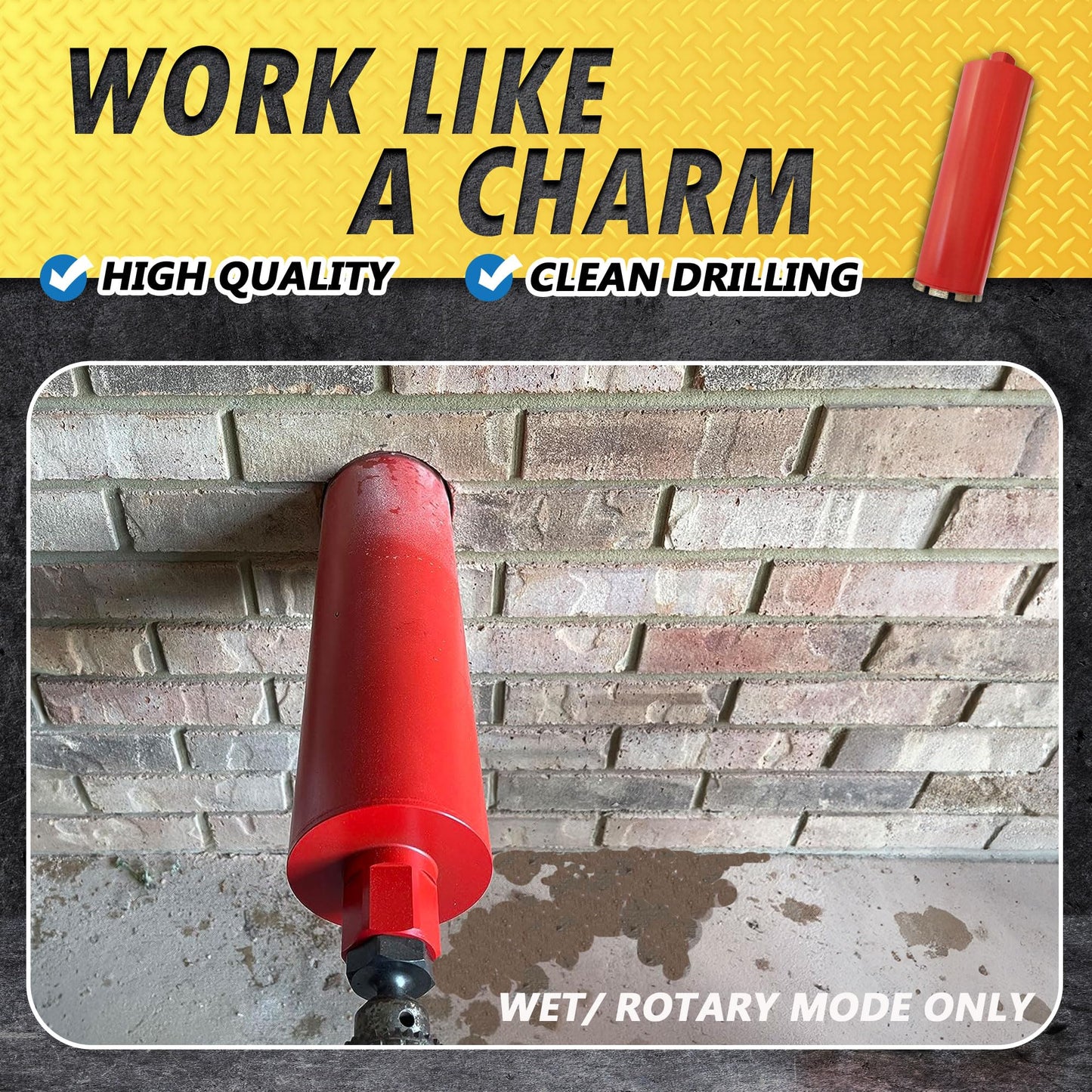 3-1/2" Wet Drill Core Bits for Concrete and Hard Masonry, 10mm Segment Height, 14" Drilling Depth, 1-1/4"-7 Arbor, Wet Only