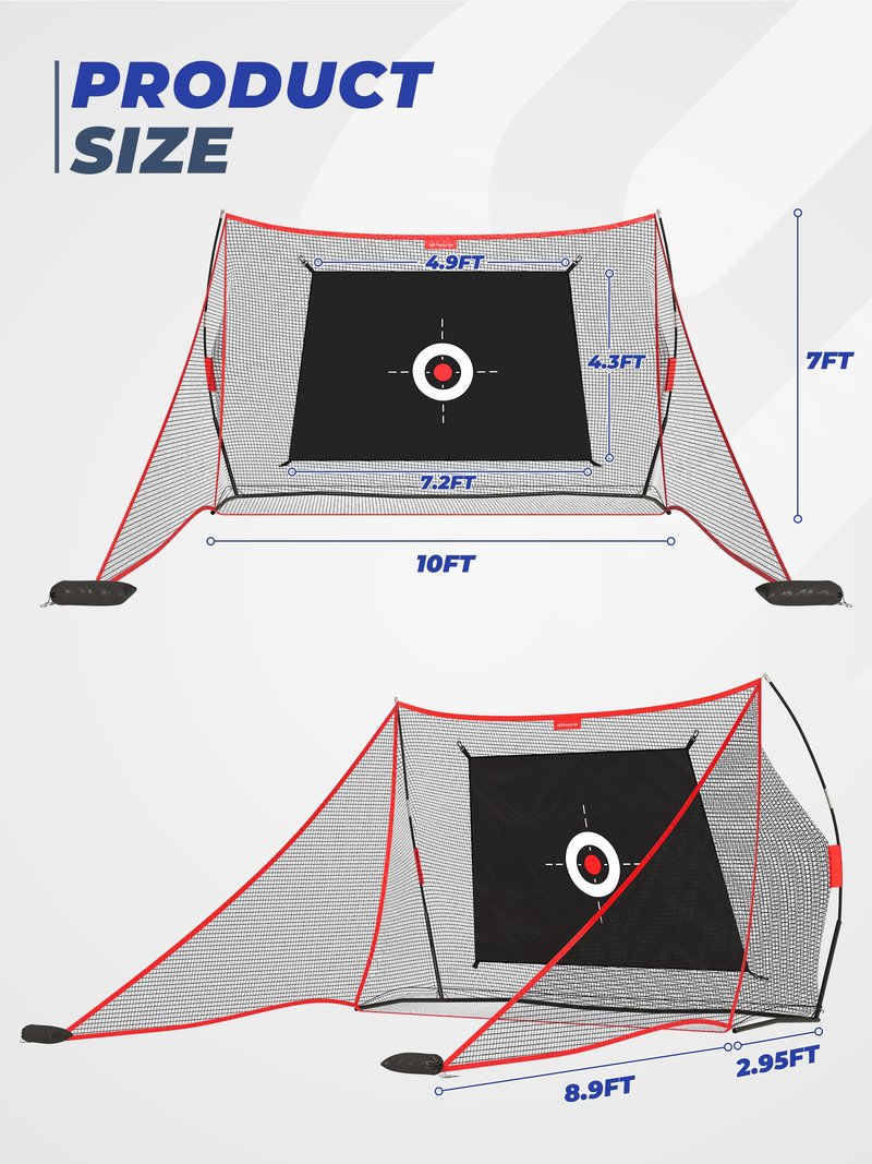 Sturdum 10x7ft Golf Hitting Net with Built in Side Barriers, Heavy Duty Practice Net for Driving Swing Chipping Home Simulator Training, Portable Training Aid with Carry Bag