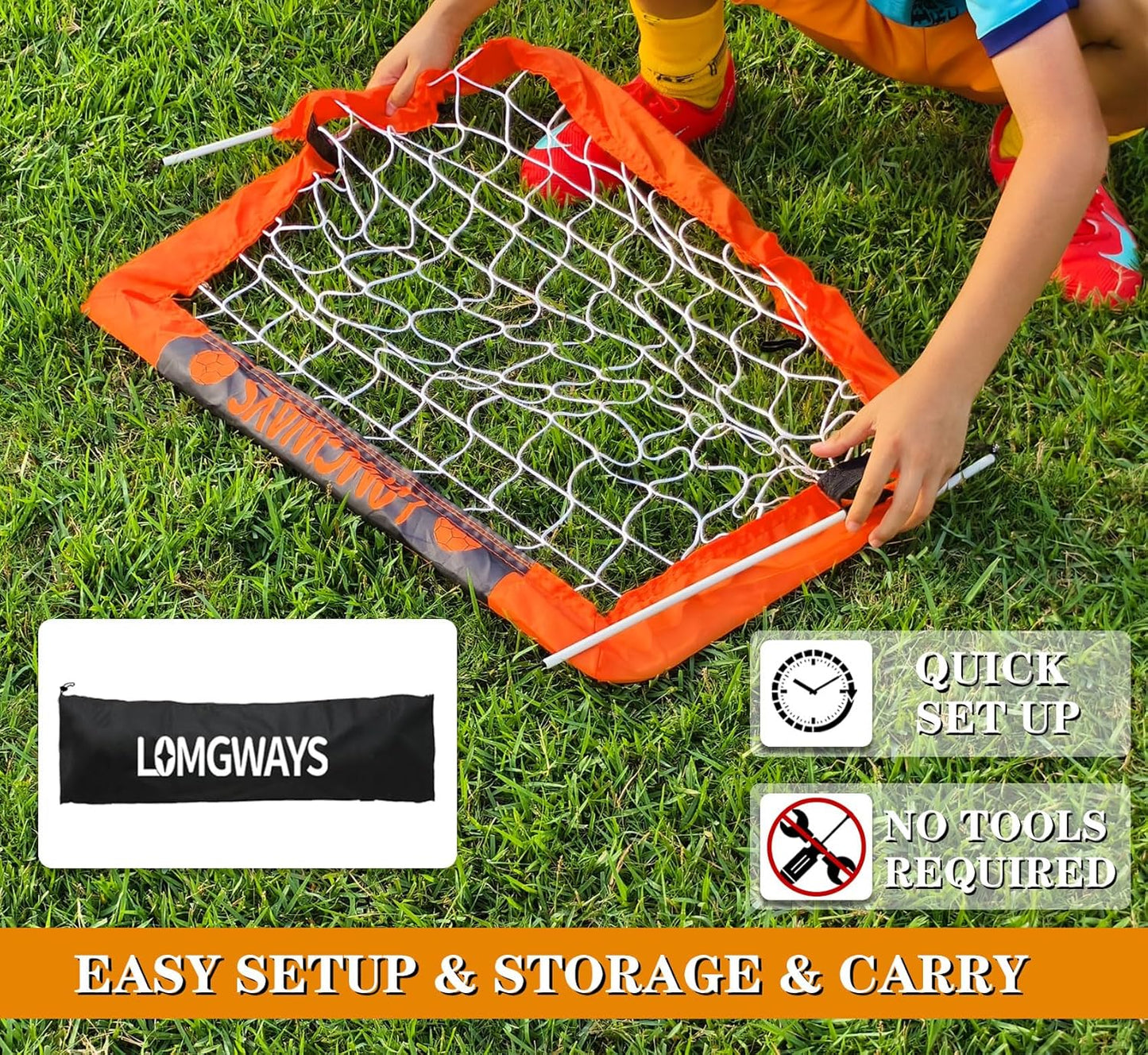 Soccer Goal by [Brand Name] - Foldable Frame Net for Kids & Youth | Indoor & Outdoor Use with Carry Bag - Easy Setup