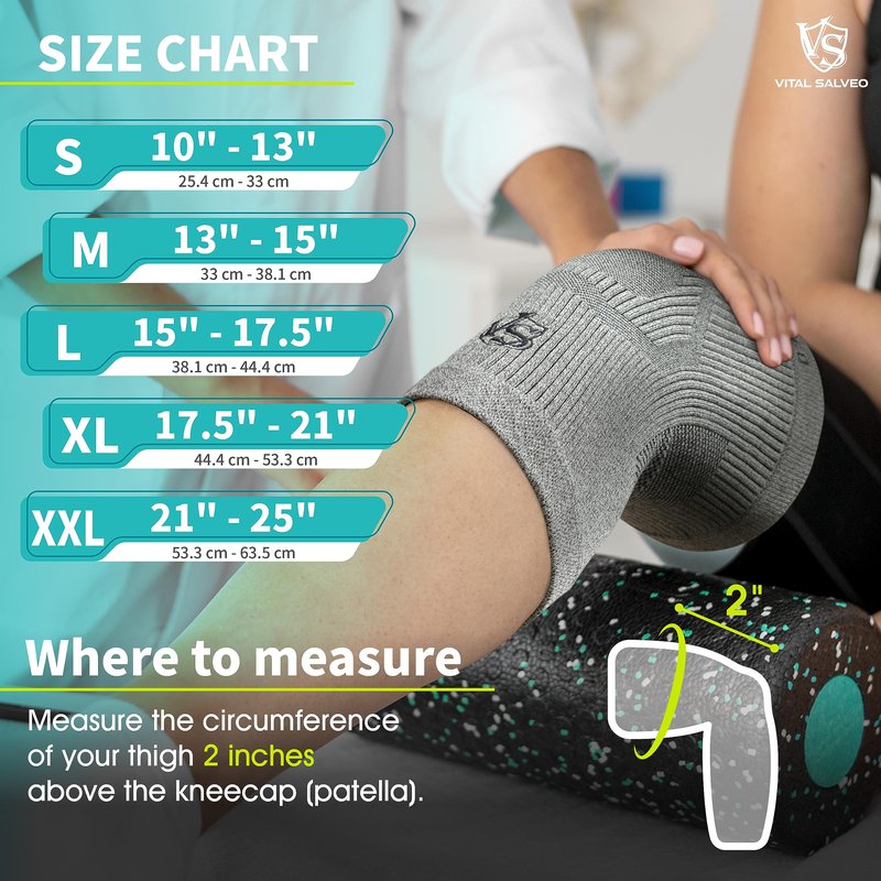 VITAL SALVEO-Compression Recovery Knee Sleeve/brace C3-COMFORT, Pain Relief, Protects Joint - Ideal for Sports and Daily Wear(1PC)/L