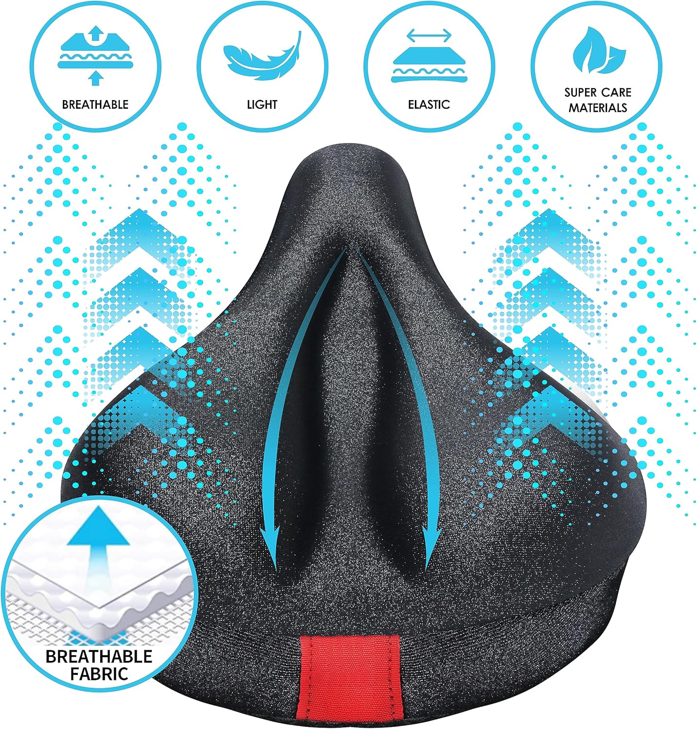 Peloton Bike Seat Cushion - Gel Bicycle Seat Cover for Comfort | Extra Padded Memory Foam, 11”x7”