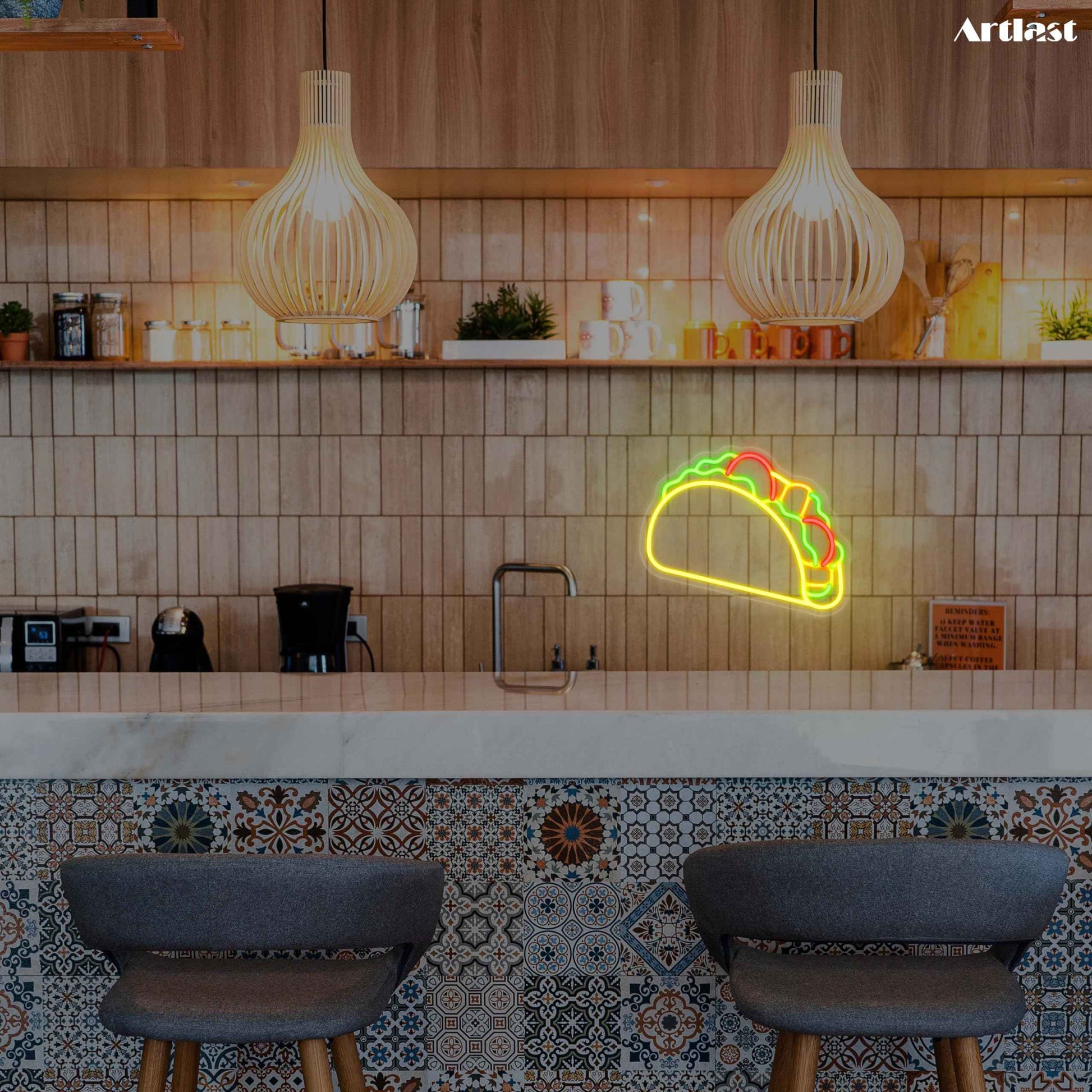 Artlast Tacos Shaped Neon Sign LED Neon Taco Signs for Mexican Food Restaurant Wall Decor Tacos Decorations for Taco Bar Party Kitchen Bedroom Wall Art Decor Signs