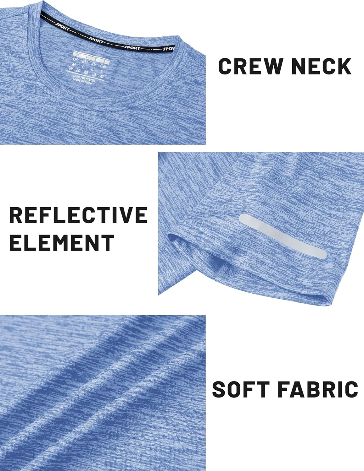 TACVASEN Men's Athletic Workout Shirts - Short Sleeve Dry Fit Crewneck T-Shirts for Running & Gym