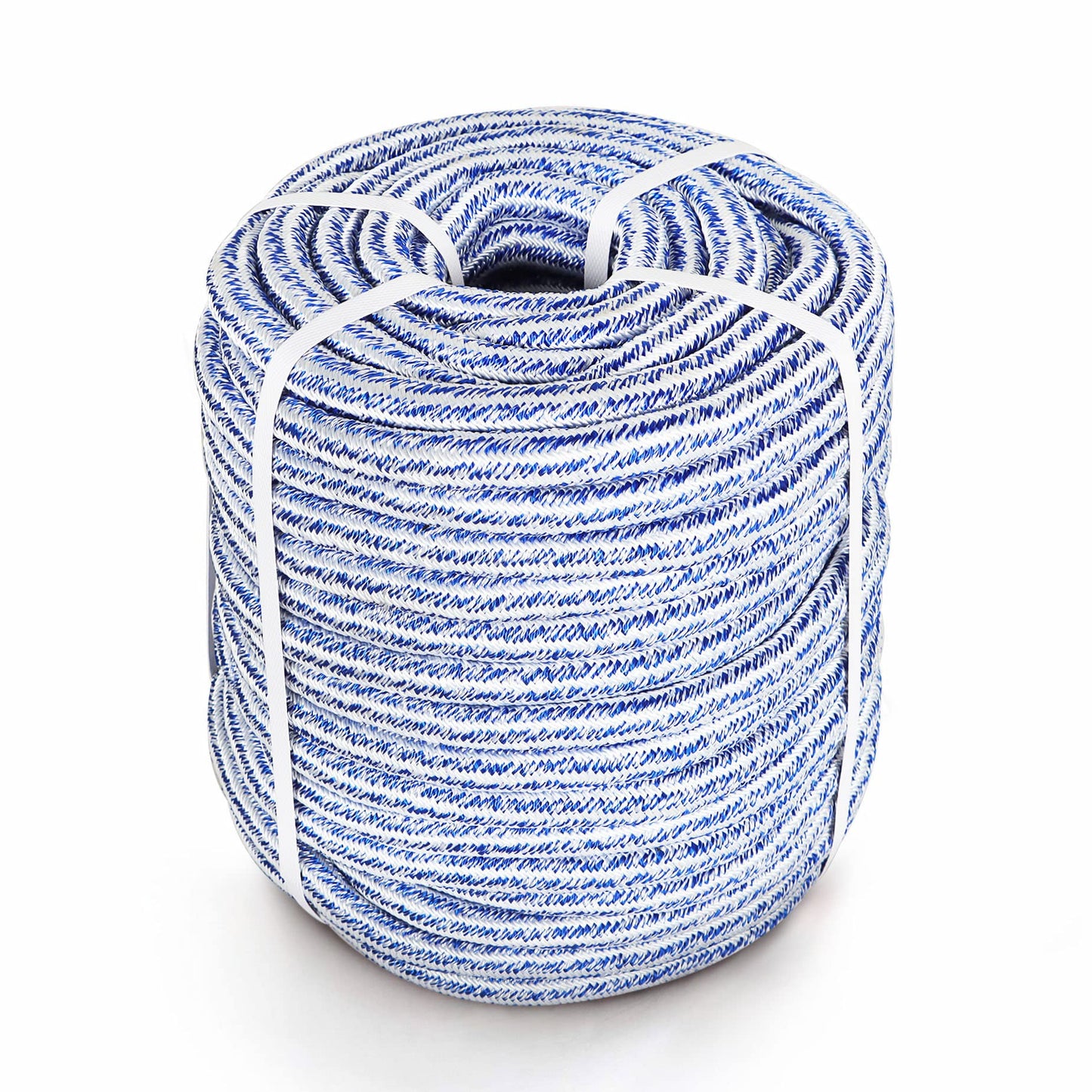 HOSTIC 3/4 in 150 FT 24 Strand Braided Polyester Rope for Tree Work, Arborist Swing, Felling - Blue White