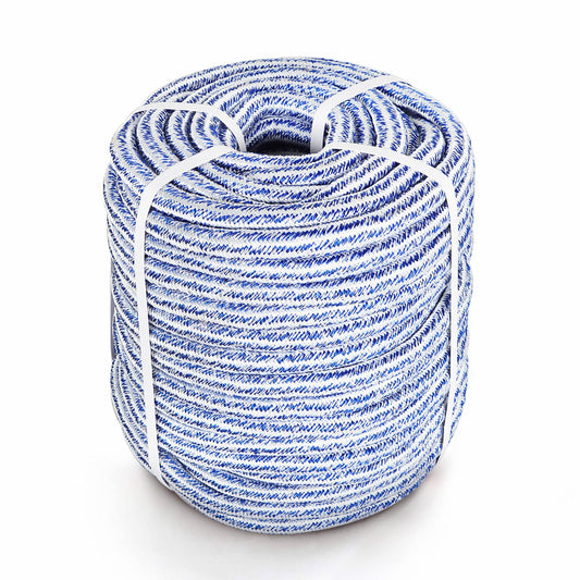 HOSTIC 3/4 in 150 FT 24 Strand Braided Polyester Rope for Tree Work, Arborist Swing, Felling - Blue White
