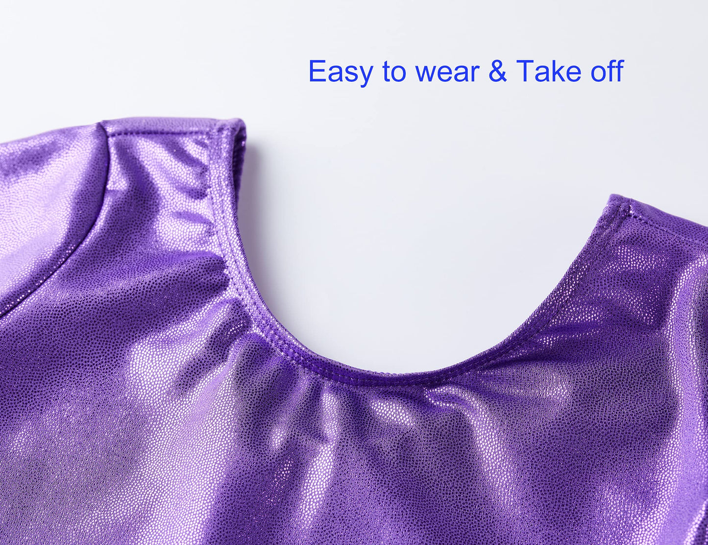 Domusgo Girls Gymnastics Leotards Size 6-7 Years Old Sparkle Purple One Piece Long Sleeve Tumbling Outfits