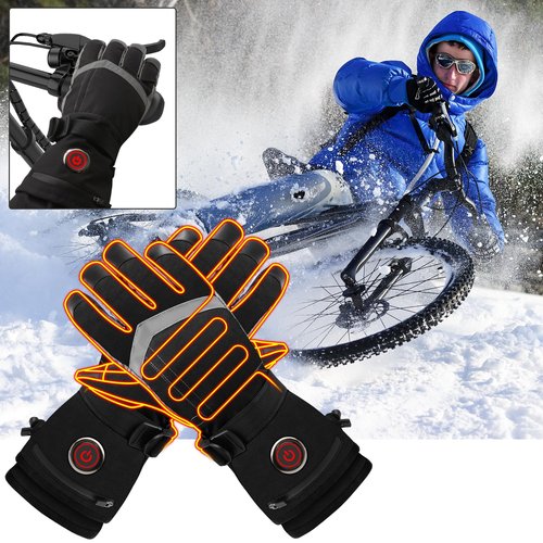 QILOVE Heated Gloves for Men Women, Waterproof Rechargeable Electric Gloves with 3 Heating Levels, Touchscreen Tips, Non-Slip Grip Hand Warmer for Motorcycling, Skiing & Outdoor Works