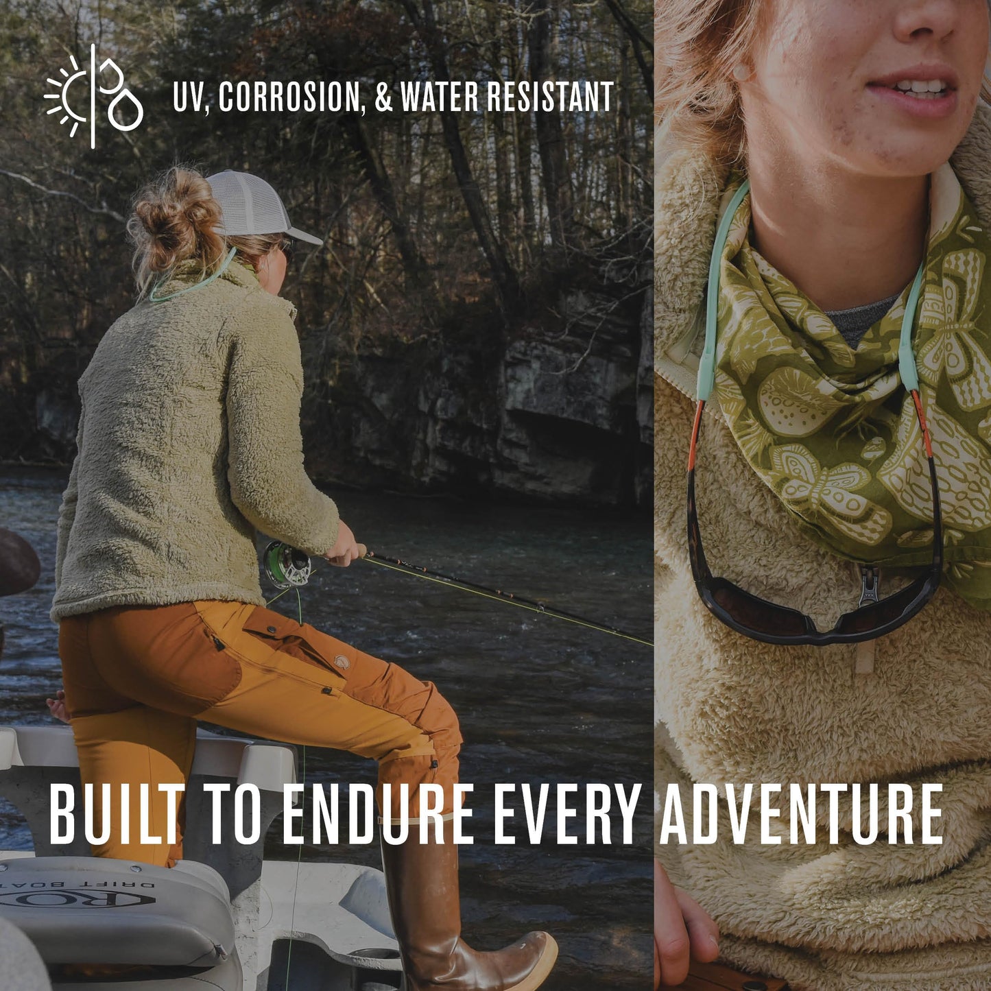 Chums Switchback Safety Eyewear Retainer - Lightweight & UV Resistant Silicone Sunglasses Strap for Men & Women - Turquoise/Seafoam