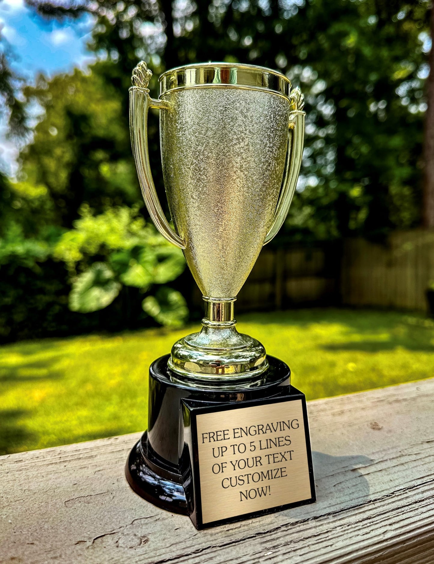 Personalized Trophy Cup with Custom Engraved Plate – 7.5" Gold Award Cup Trophy – Custom Engraving for Team Awards, Sports Tournaments, Employee Recognition