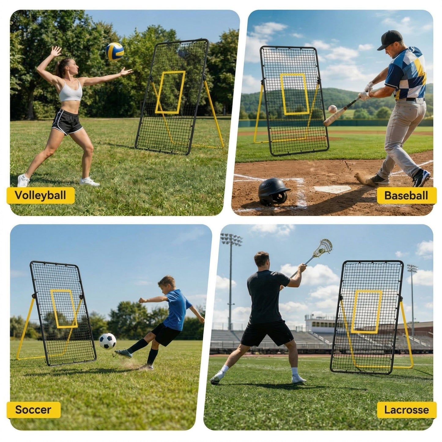 Adjustable Volleyball Rebounder Net, 7x4ft Large Bounce Back Training Net – Multi-Angle, Foldable & Sturdy, Easy Assembly, for Bumping, Spiking & Setting, Indoor & Outdoor Practice Equipment