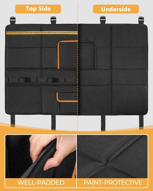 Marscamd Tailgate Bike Pad - Heavy-Duty Protection for Mid-Size Trucks | Fits 51"-55" Tailgates, Holds 5 Bikes, Black