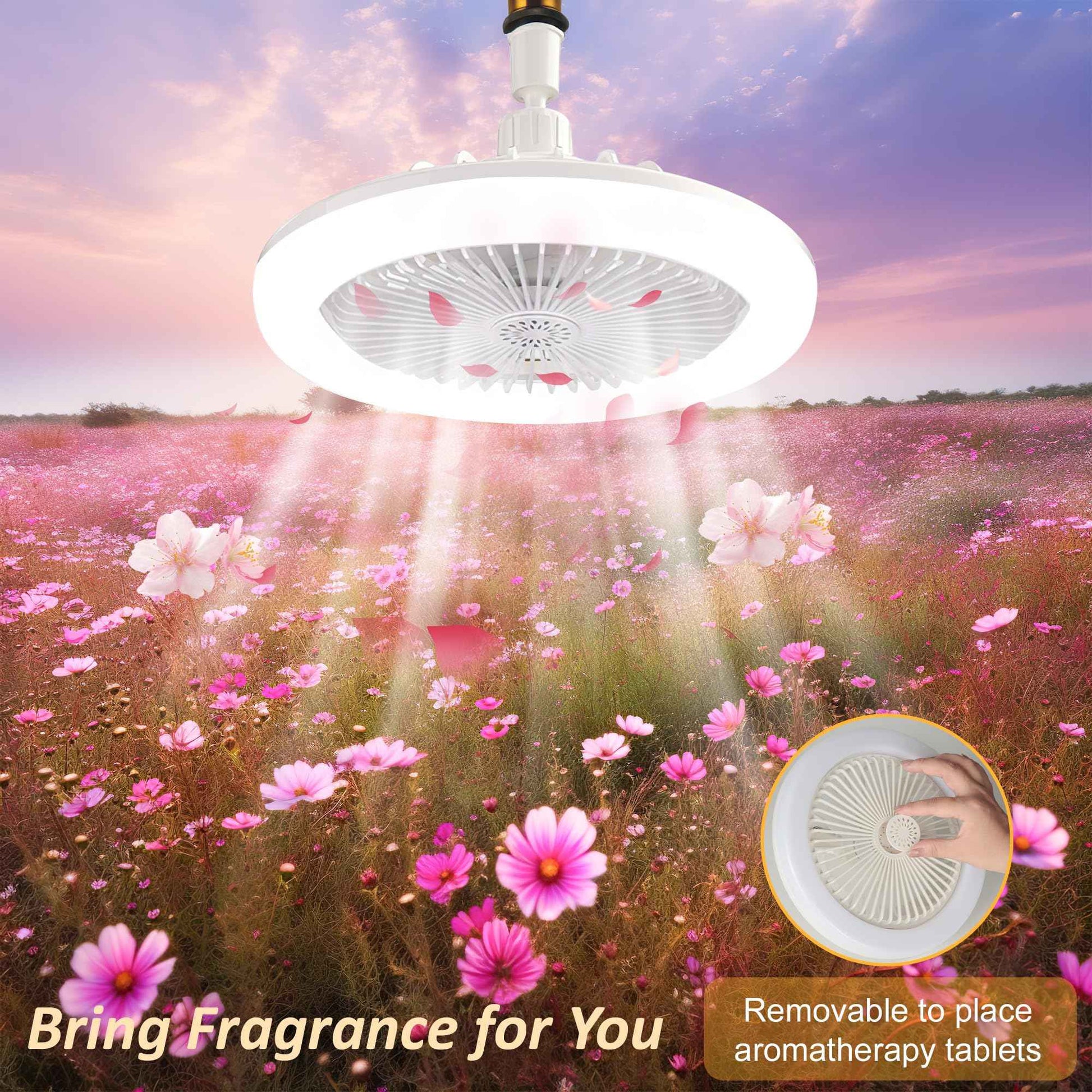 cambk Socket Ceiling Fan Light Screw in with 3 Color Temp, Low Profile Enclosed Dimmable Fanlight with Remote, 10 inch Small Adjustable White E27 LED Ceiling Lights for Bathroom/Bedroom/Garage