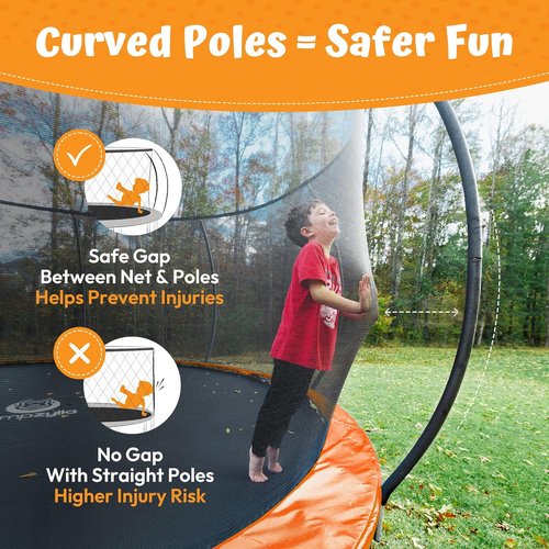JUMPZYLLA Trampoline - Outdoor 8FT to 16FT with Enclosure, Non-Slip Ladder & Anti-Rust Frame - ASTM Approved