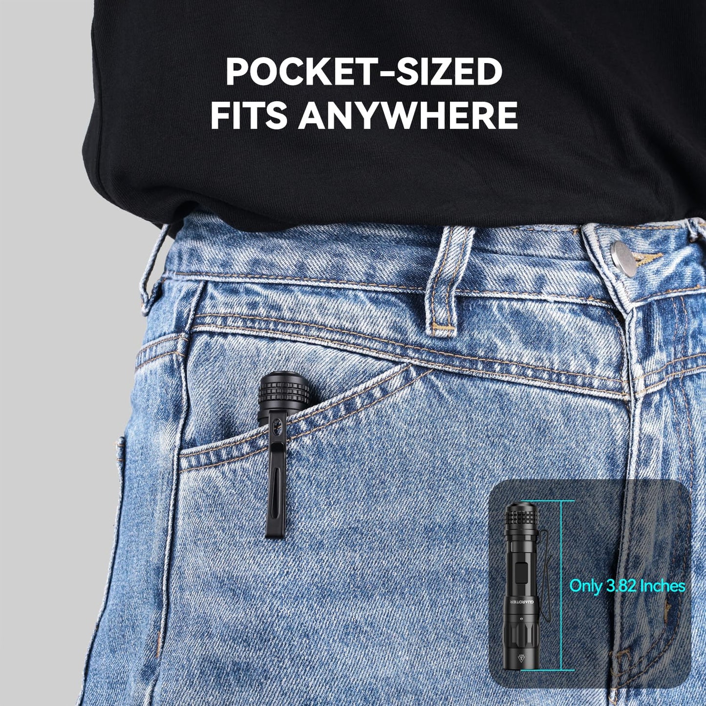 Guardtier M70 EDC Flashlight 1100 Lumens, USB-C Rechargeable Pocket Light with Clip, 5 Modes Compact LED Light for Camping, Hiking, Emergency (Black)