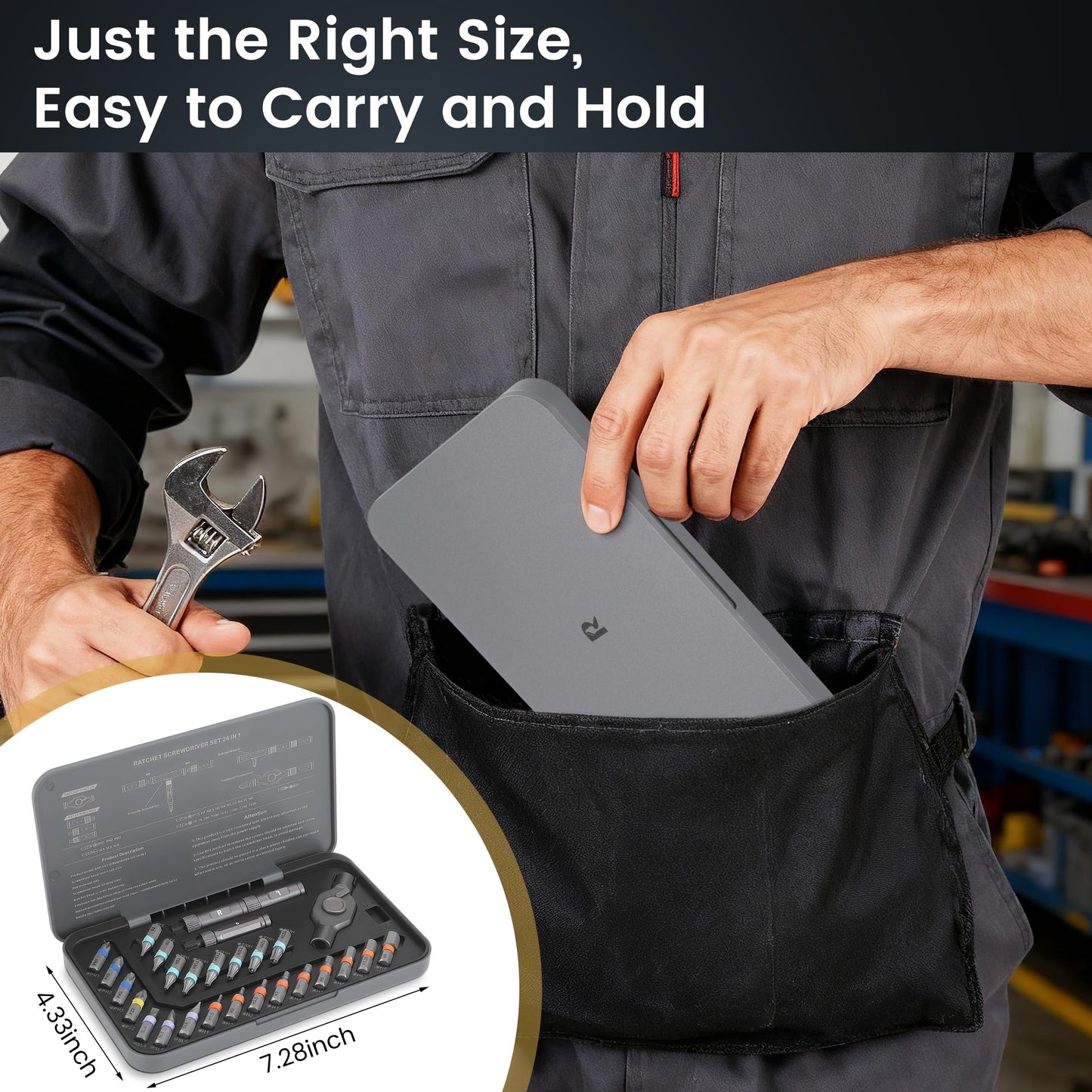 24 in 1 Magnetic Ratchet Screwdriver Set with Precision Bits – Ideal for Home Repairs, DIY Projects, and Electronics – Ergonomic Rotatable Ratchet Handle and Storage Case –Perfect Holiday Gift